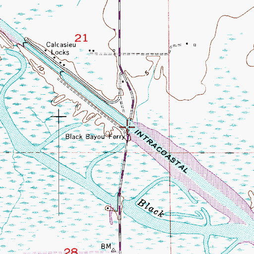 Topographic Map of Black Bayou Bridge, LA