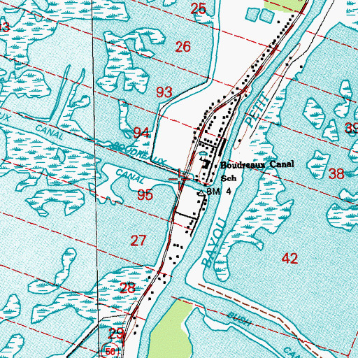 Topographic Map of Boudreaux Canal Bridge, LA