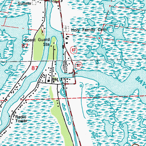 Topographic Map of Dulac Bridge, LA