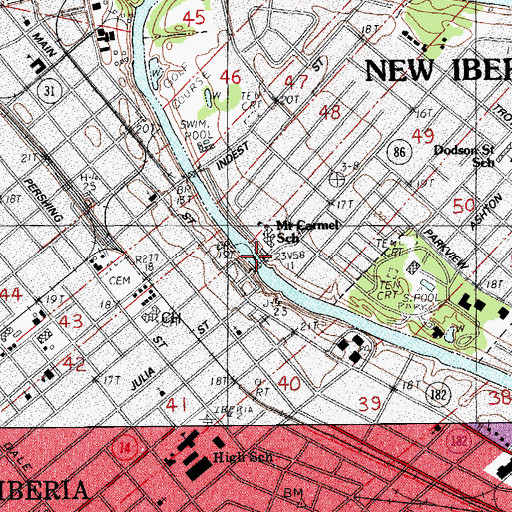 Topographic Map of Duperier Bridge, LA