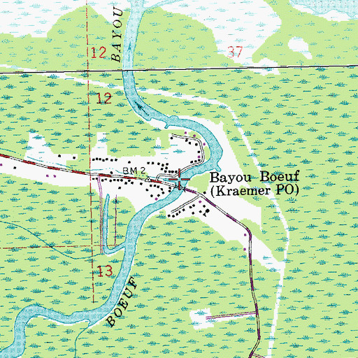 Topographic Map of Kraemer Bridge, LA