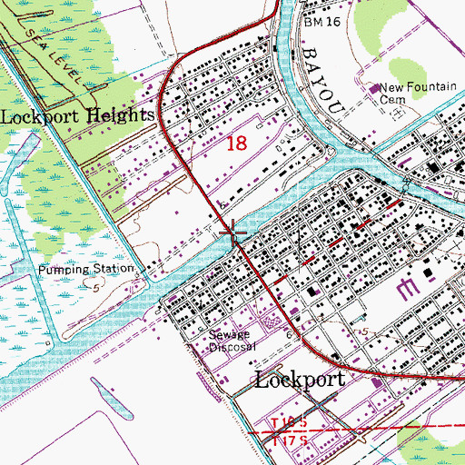 Topographic Map of Lockport Company Canal Bridge, LA