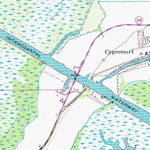 Topographic Map of Louisa Bridge, LA