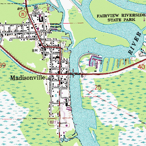 Topographic Map of Madisonville Bridge, LA