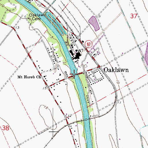 Topographic Map of Oaklawn Bridge, LA