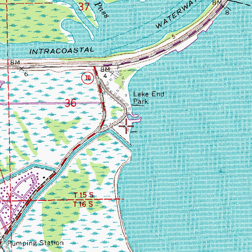 Topographic Map of Lake End Park Marina, LA