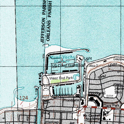 Topographic Map of New Orleans Municipal Yacht Harbor, LA