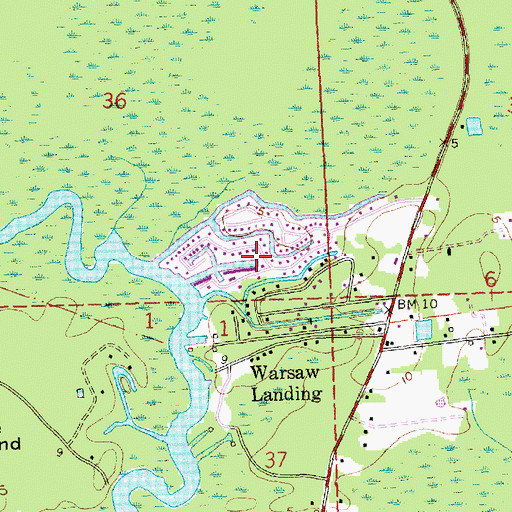 Topographic Map of Vacajun Marina, LA