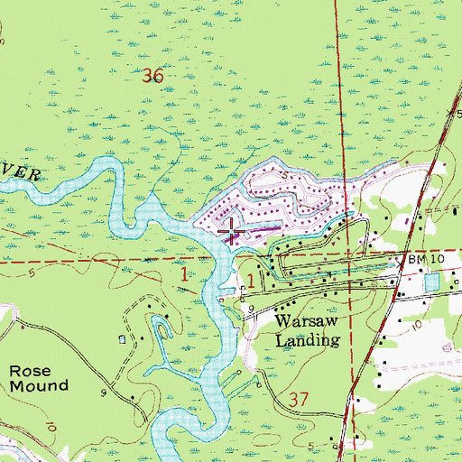 Topographic Map of Warsaw Marina, LA