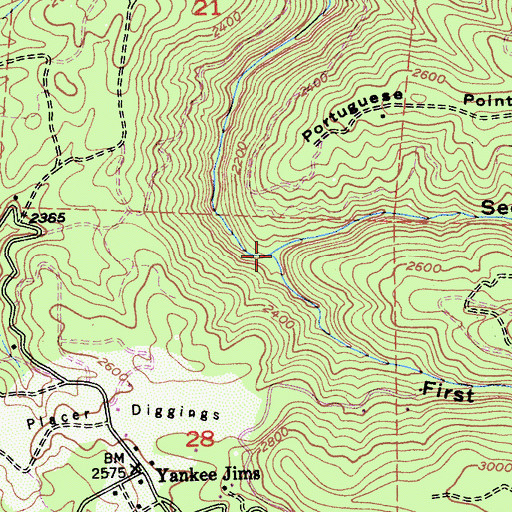 Topographic Map of First Brushy Canyon, CA