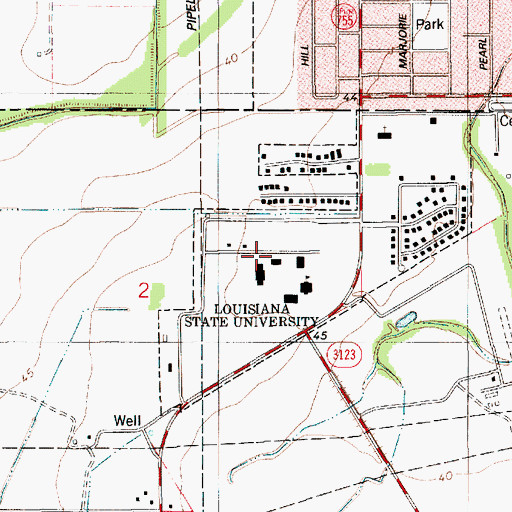 Topographic Map of Louisiana State University Eunice Manuel Hall Parking Lot, LA