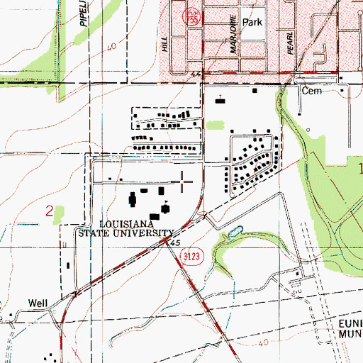 Topographic Map of Louisiana State University Eunice Science Parking Lot, LA