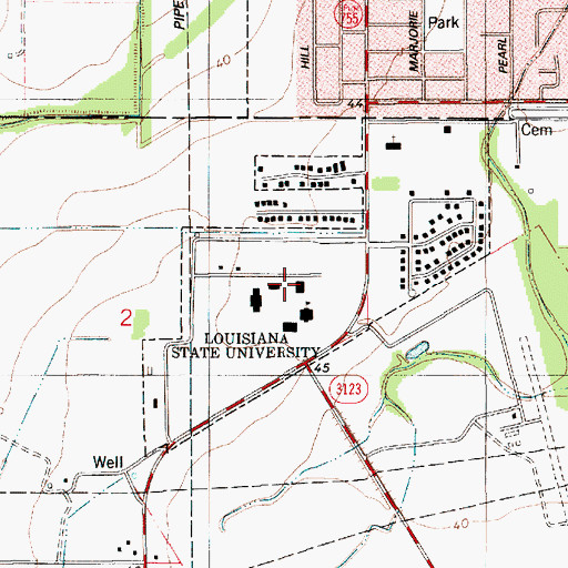 Topographic Map of Louisiana State University Eunice Union Parking Lot, LA