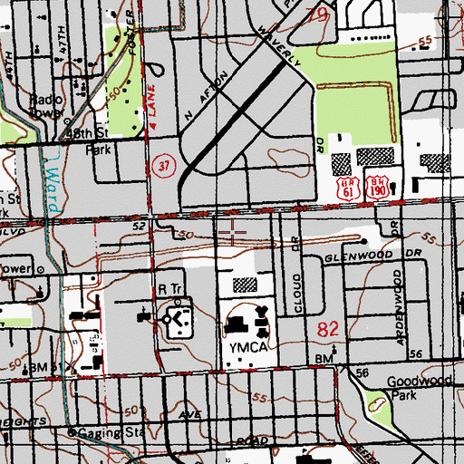 Topographic Map of Baton Rouge Community College North Parking Garage, LA