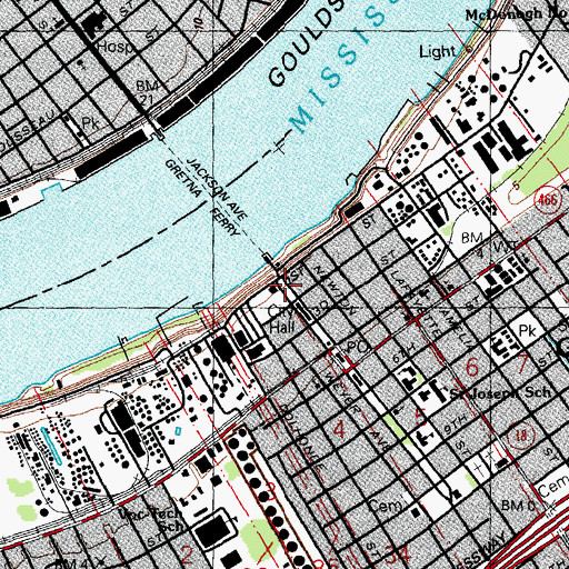 Topographic Map of Jefferson Memorial Arch, LA