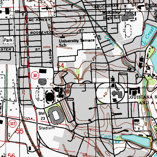 Topographic Map of Louisiana State University Greek Theater, LA