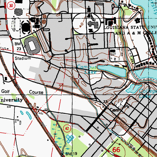 Topographic Map of Louisiana State University Reilley Theatre, LA