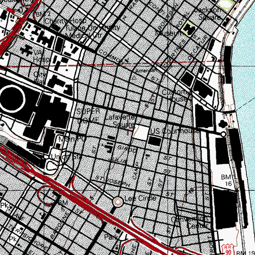 Topographic Map of Nord Theater, LA