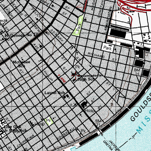 Topographic Map of Saint Alphonsus Art and Cultural Center, LA