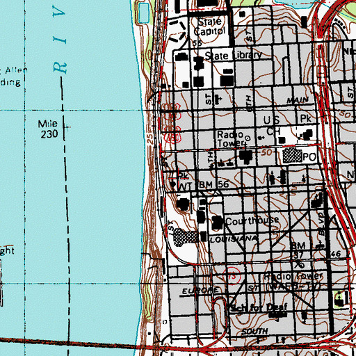 Topographic Map of Shaw Center for the Arts, LA