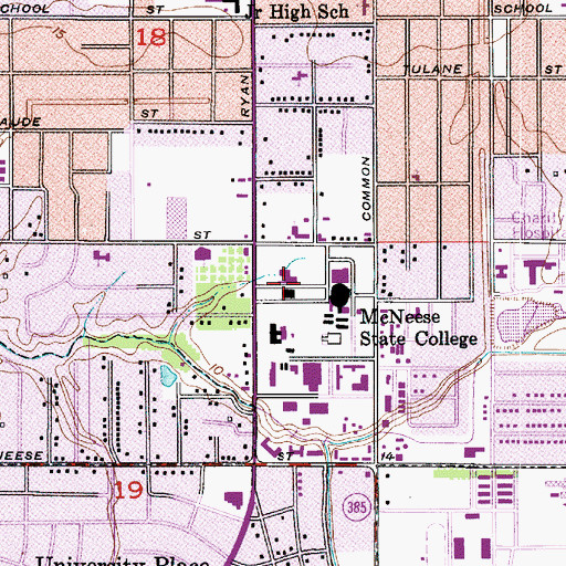 Topographic Map of McNeese State University Bulber Auditorium, LA