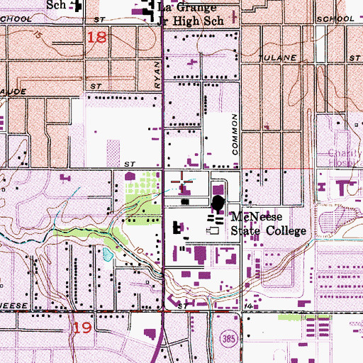 Topographic Map of McNeese State University Shearman Fine Arts Center, LA