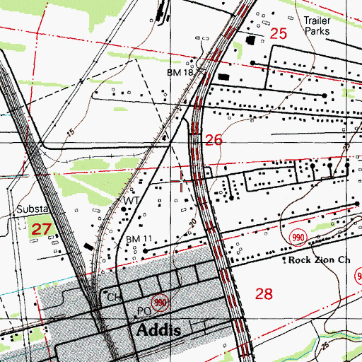 Topographic Map of Addis Community Center, LA