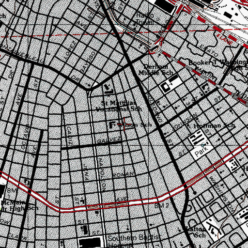 Topographic Map of Broadmoor Community Center, LA