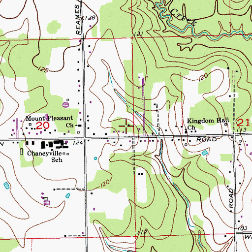 Topographic Map of Chaneyville Community Center, LA