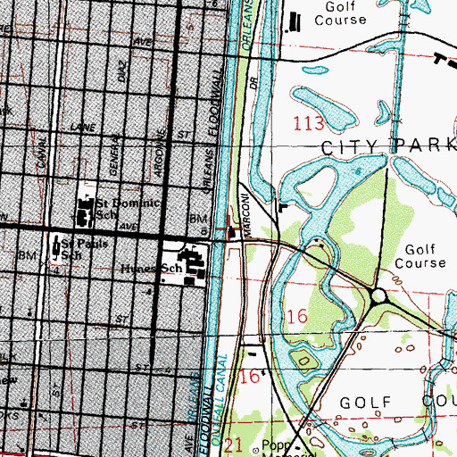Topographic Map of G Gernon Brown Center, LA