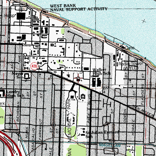 Topographic Map of Hymel Golden Age Center, LA