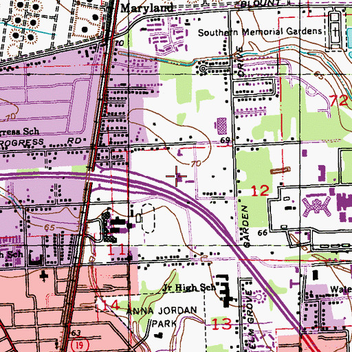 Topographic Map of Jewel J Newman Community Center, LA
