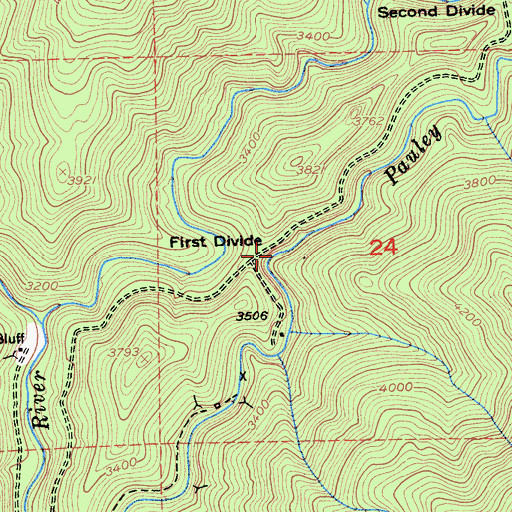 Topographic Map of First Divide, CA