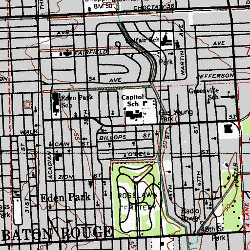 Topographic Map of Martin Luther King Jr Community Center, LA