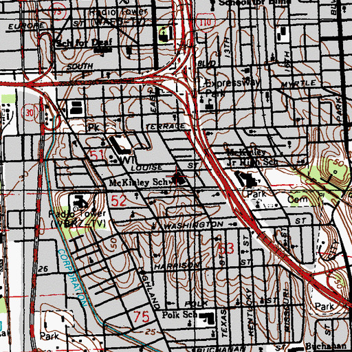 Topographic Map of McKinley Alumni Community Center, LA
