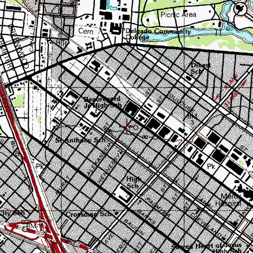 Topographic Map of North Alexander Golden Age Center, LA