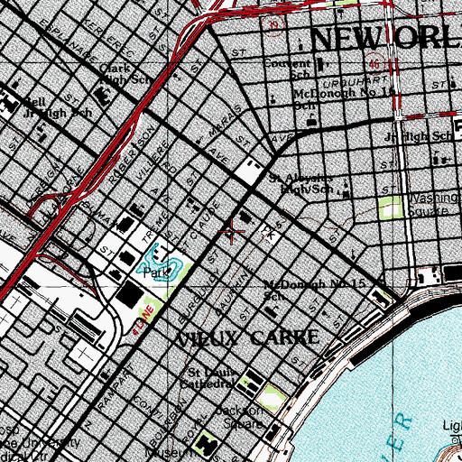 Topographic Map of North Rampart Community Center, LA