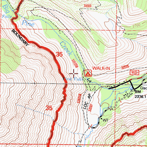 Topographic Map of First Falls, CA
