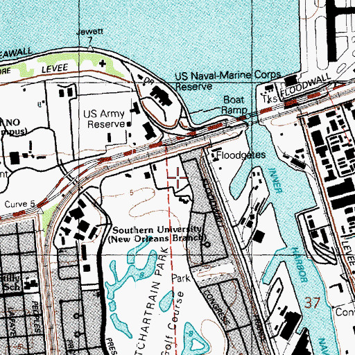 Topographic Map of Pontchartrain Park Community Center, LA