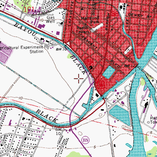 Topographic Map of Houma - Terrebonne Civic Center, LA