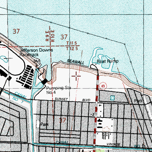 Topographic Map of Ponchatrain Convention Center, LA