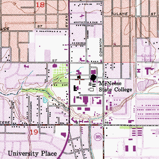 Topographic Map of McNeese State University Conference Center, LA