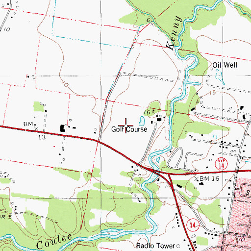 Topographic Map of Abbeville Country Club, LA