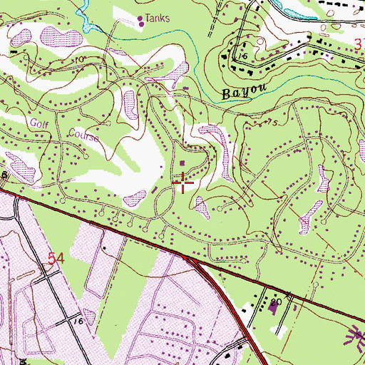 Topographic Map of Beau Chene Country Club, LA