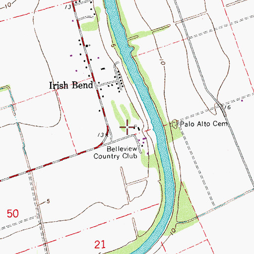 Topographic Map of Broken Pines Country Club, LA