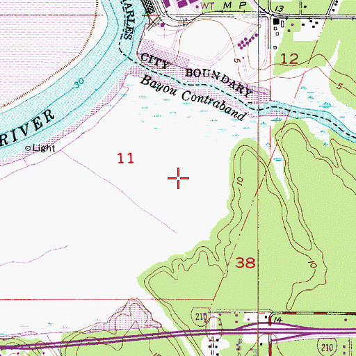 Topographic Map of Contraband Bayou Golf Club at L'Auberge Du Lac, LA