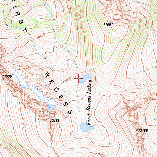 Topographic Map of First Recess Lakes, CA