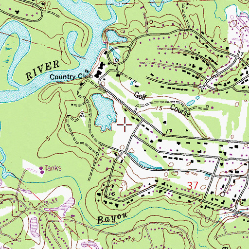 Topographic Map of Covington Country Club, LA