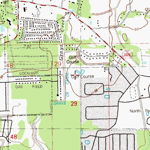 Topographic Map of Denham Springs Country Club, LA