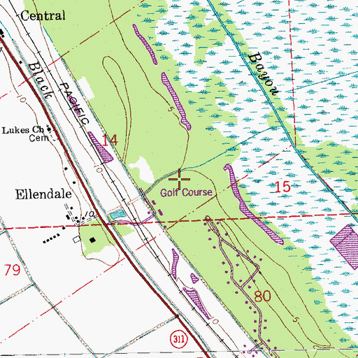 Topographic Map of Ellendale Country Club, LA